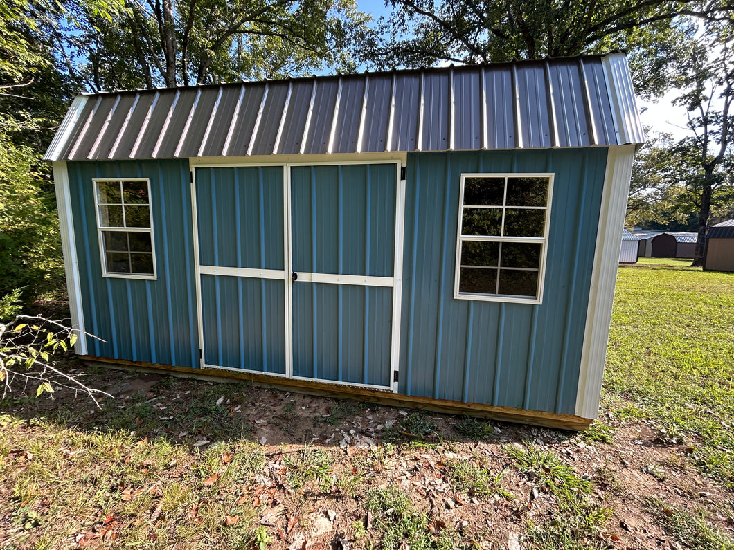 10x16 Slate Blue Metal Barn
