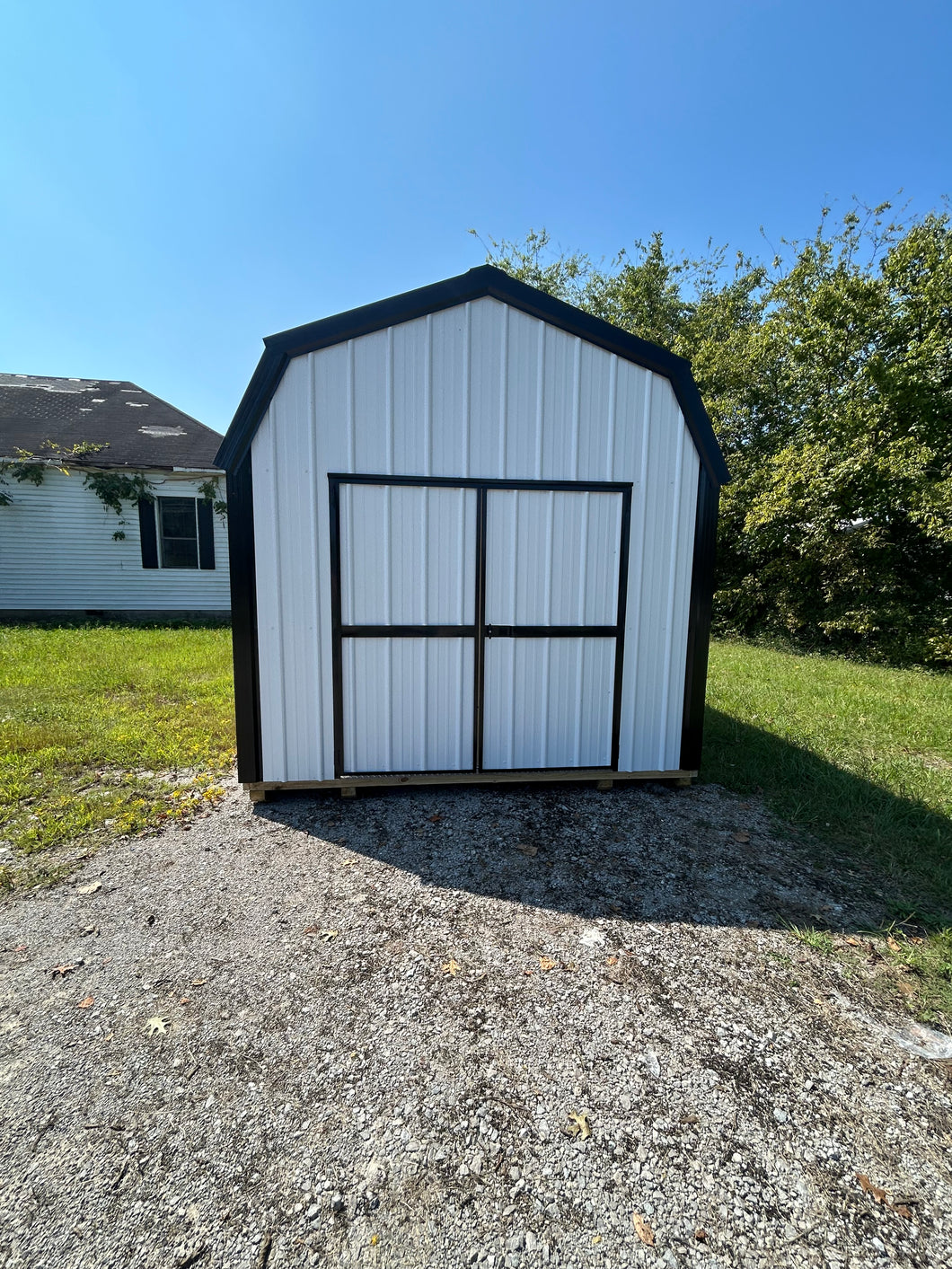 10x12  White Metal Barn